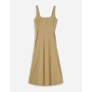 NWT Madewell Seamed Squareneck Midi Dress size 00 in khaki NU559